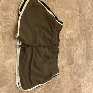 H&M Olive Men's Athletic Shorts with White and Black Trim